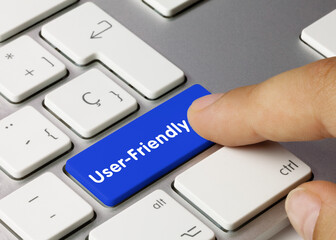User-friendly - Inscription on Blue Keyboard Key.