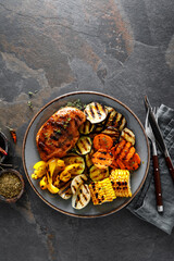 Canvas Print - Grilled vegetables and chicken breast