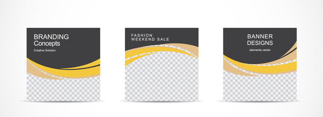 Wall Mural - set square banner template for social media post and web internet ads.vector illustrations.