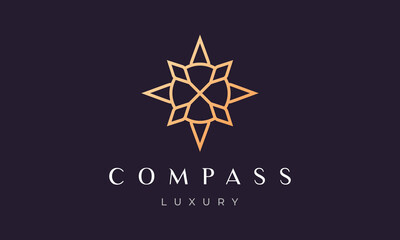 Wall Mural - simple compass logo concept with modern and luxury style with gold color