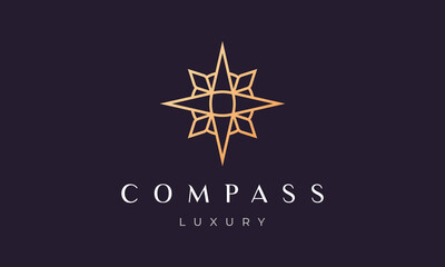 Wall Mural - simple compass logo concept with modern and luxury style with gold color