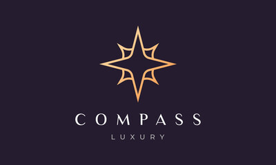 Wall Mural - simple compass logo concept in a modern and luxury style with gold color