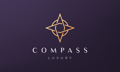 Wall Mural - simple compass logo concept in a modern and luxury style with gold color