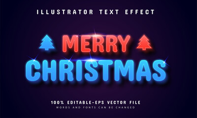 Wall Mural - Merry Christmas neon style text effect