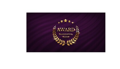 Wall Mural - award nomination emblem, stage in spotlight with purple curtain background. movie award ceremony ope