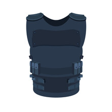Illustration Of Single Object Isolated On White. Flat Art Of A Police Vest Basic And Individual Protective Body Armour.