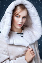 Canvas Print - fluffy white fur coat