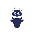 methane emissions icon with cattle