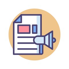 Wall Mural - content marketing vector icon in flat design style. content creation and management symbol.