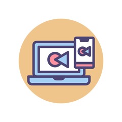 Wall Mural - flat illustration of responsive web design concept. mobile and laptop webpage design icon.
