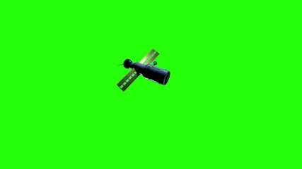 Wall Mural - artificial satellite of the earth. satellite flies in space. 3d animation with green background for keying
