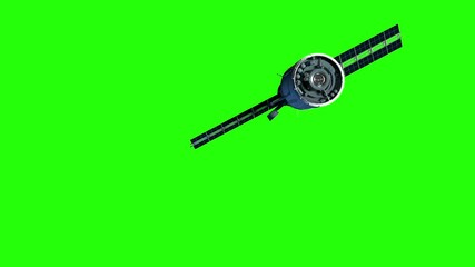 Wall Mural - artificial satellite of the earth. satellite flies in space. 3d animation with green background for keying