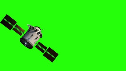 Wall Mural - artificial satellite of the earth. satellite flies in space. 3d animation with green background for keying