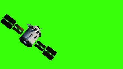 Wall Mural - artificial satellite of the earth. satellite flies in space. 3d animation with green background for keying