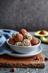 Sticker - Chocolate avocado truffles with chopped hazelnuts