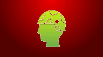 Poster - Green line Army soldier icon isolated on red background. 4K Video motion graphic animation