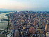 Fototapeta Nowy Jork - Aerial view of Manhattan New York City cityscape before sunset, view from One World Trade Center facing north