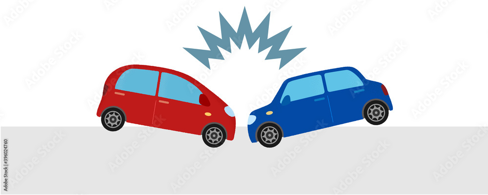 交通事故のベクターイラスト 乗用車同士の衝突 Wall Mural Icim