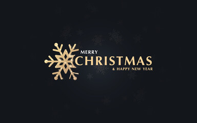Poster - Modern abstract gold Christmas snowflakes on dark background. Vector illustration