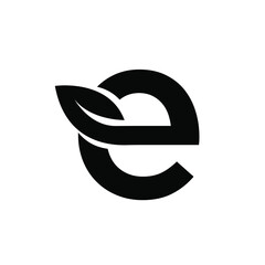 letter e leaf black logo