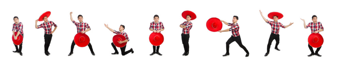 Canvas Print - Funny mexican with sombrero in concept