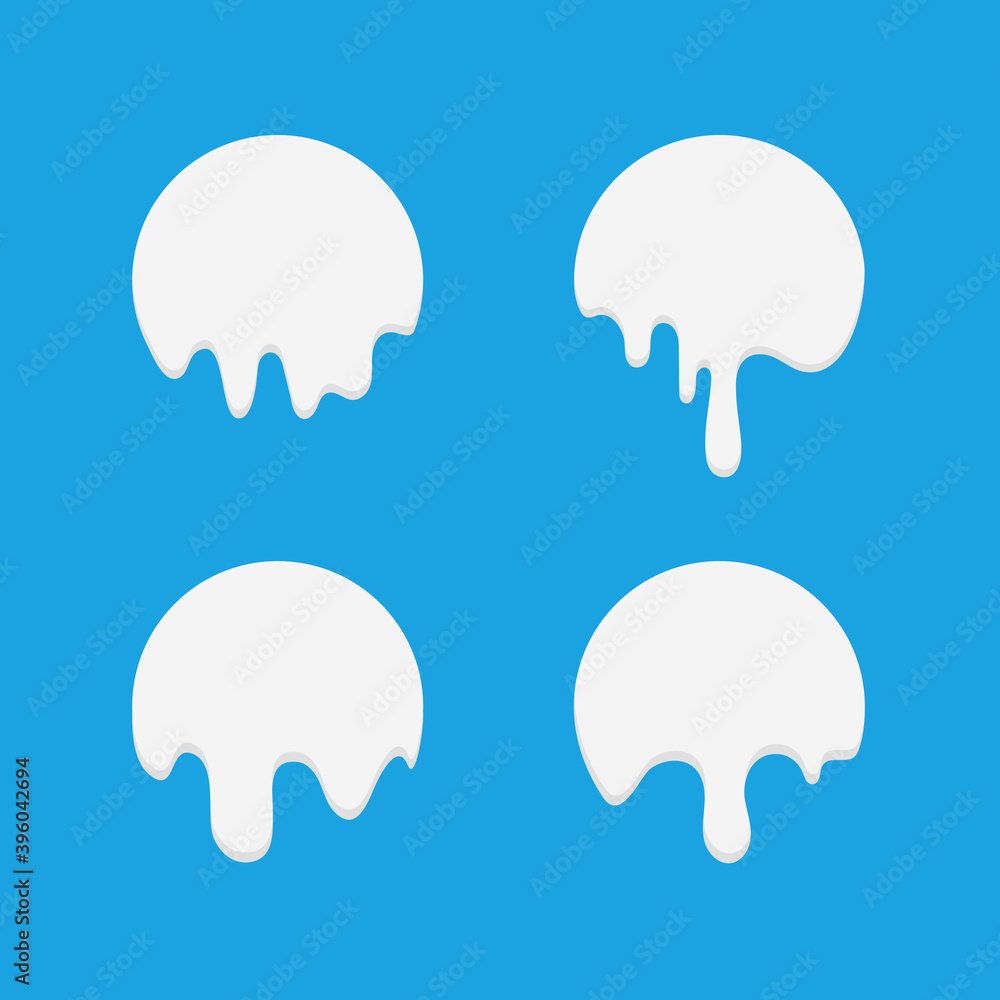 Milk label with drops Melted milkshake, circle stickers with drops ...