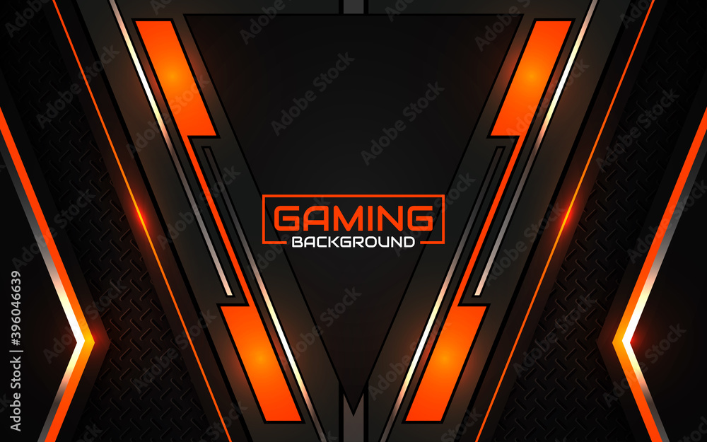 Abstract futuristic black and orange gaming background with modern ...