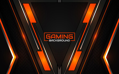 Wall Mural - abstract futuristic black and orange gaming background with modern esport shapes. vector design temp