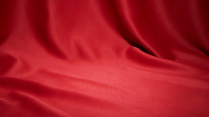 Wall Mural - Red cloth waves texture background stage shot in table top for christmas background 