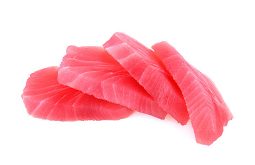 Wall Mural - tuna sashimi, raw tuna fish isolated on white background