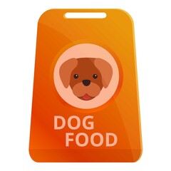 Wall Mural - Dog food plastic pack icon. Cartoon of dog food plastic pack vector icon for web design isolated on white background