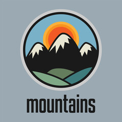 Wall Mural - Mountain. Outdoor adventure badge sign or symbol