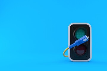 Wall Mural - Green traffic light with optic cable