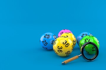 Canvas Print - Lottery balls with magnifying glass