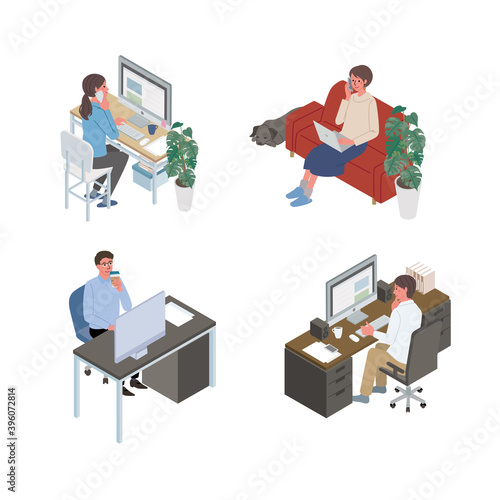 リモートワーク フリーランス イラストセット アイソメトリック テレワーク Kaufen Sie Diese Vektorgrafik Und Finden Sie Ahnliche Vektorgrafiken Auf Adobe Stock Adobe Stock