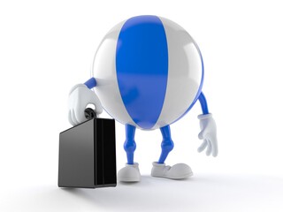 Wall Mural - Beach ball character holding briefcase