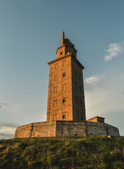 hercules tower at sunset galicia