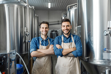 Wall Mural - Happy employees at favorite job, small business and male work