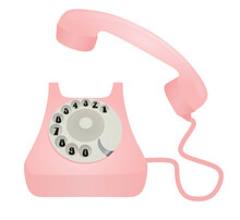 Pink  Retro Phone. Vector Illustration