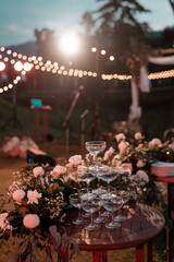 Wedding Ceremony with flowers outside in the garden