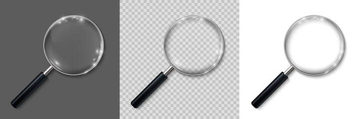 Sticker - Magnifying glass, big tool instrument with shadow on different background – stock vector