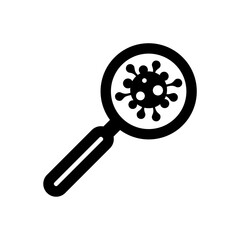 Sticker - Virus under magnifying glass icon isolated on white background. Corona virus Covid 19