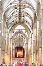 York Minster Interior Colorful Painting Looks Like Picture, York, North Yorkshire, England, UK.