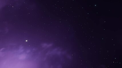 CGI Loopable Space Travel Forward Animation Through Blue and Purple Nebula Clouds and Star Systems.