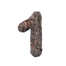 Bark Number 1 -  3d Tree Digit - Nature, Environment Or Ecology Concept