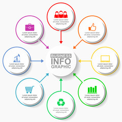 Leinwandbilder - Flat design business diagram vector  template with 8 options