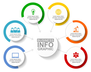 Leinwandbilder - Business diagram vector  template with 6 options