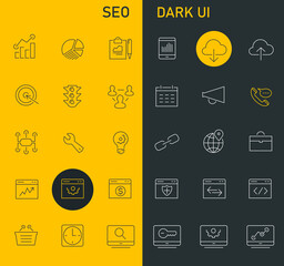 Wall Mural - big seo icon set, trendy flat icons