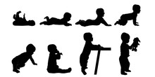 Set Of Baby Silhouettes From Profile