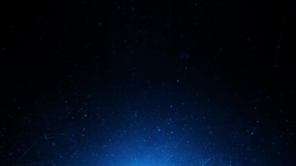 Wall Mural - dark blue features animated technology based shapes, connected blurry lines and dots background.